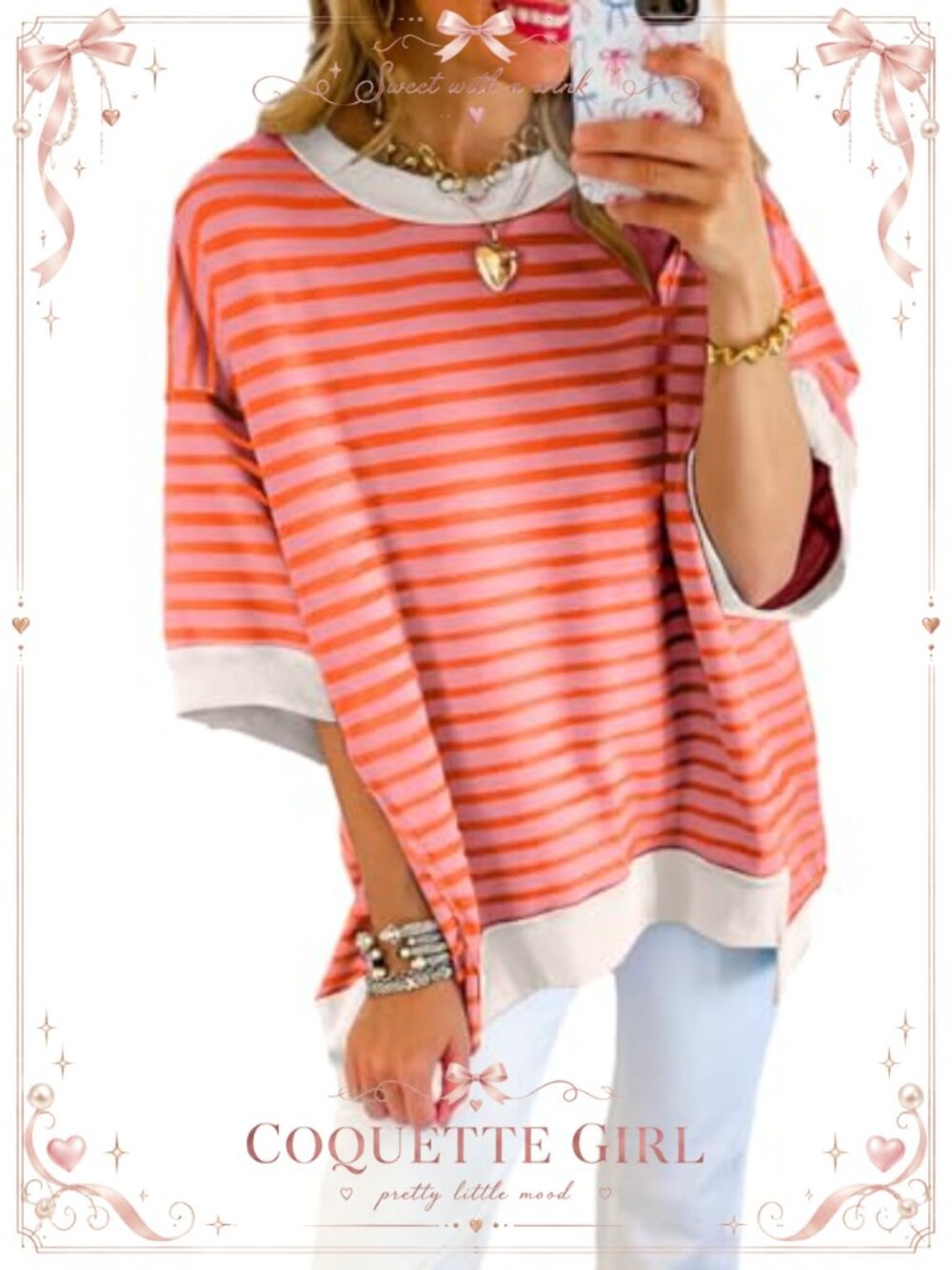 Women's Striped Short Sleeve Sweatshirt Loose High Low Crewneck T-Shirt